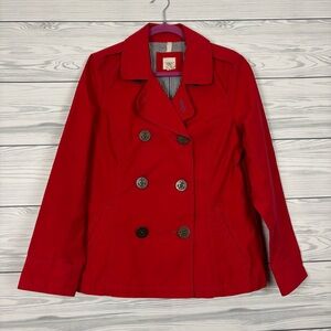 Lands’ End Canvas Red Double Breasted Button Down Jacket Size Medium